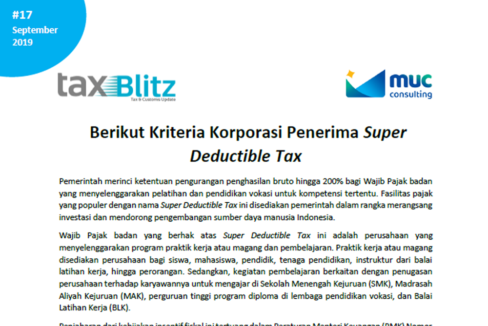 Berikut Kriteria Korporasi Penerima Super Deductible Tax